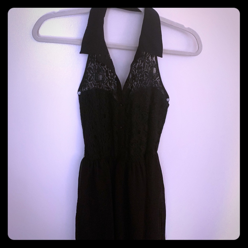 Black Lace Cocktail Dress, Halter